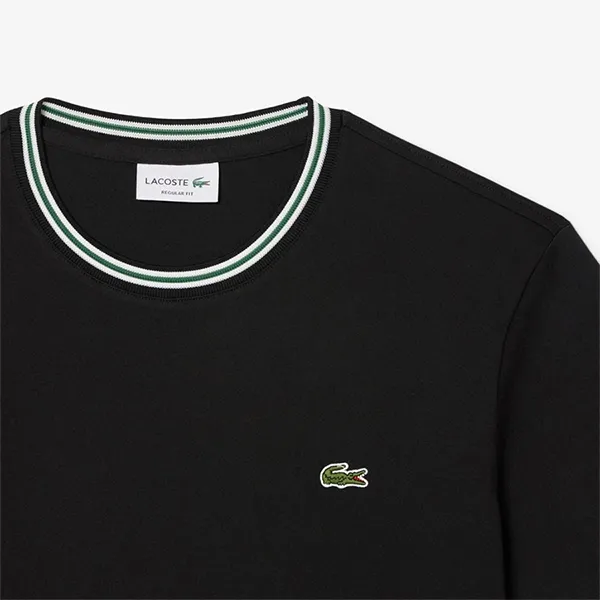 Áo Thun Nam Lacoste Men's Loose Fit Ribbed Collar T-Shirt TH4177 031 Màu Đen Size 3
