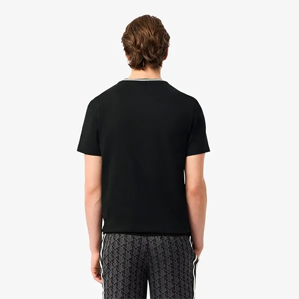 Áo Thun Nam Lacoste Men's Loose Fit Ribbed Collar T-Shirt TH4177 031 Màu Đen Size 3