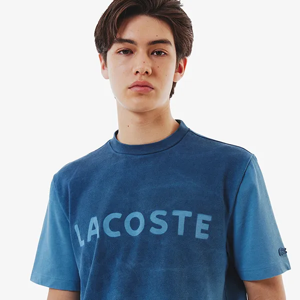 Áo Thun Nam Lacoste Stencil Brand Name Logo T-Shirt TH6370 - HD9 Màu Xanh Lam Size 3