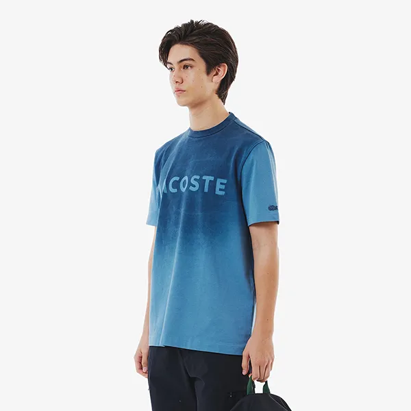 Áo Thun Nam Lacoste Stencil Brand Name Logo T-Shirt TH6370 - HD9 Màu Xanh Lam Size 3