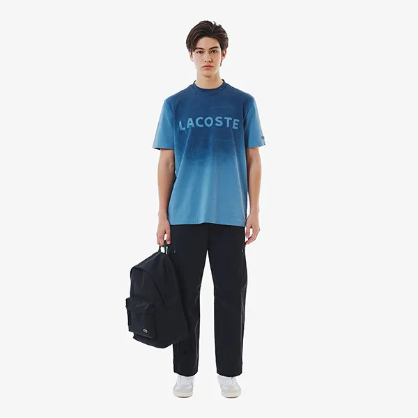 Áo Thun Nam Lacoste Stencil Brand Name Logo T-Shirt TH6370 - HD9 Màu Xanh Lam Size 3