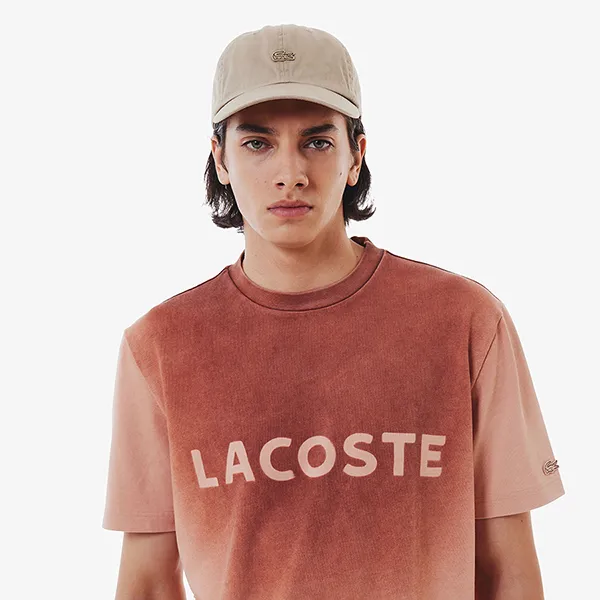 Áo Thun Nam Lacoste Stencil Brand Name Logo T-Shirt TH6370 - ZIH Màu Nâu Gạch Size 2