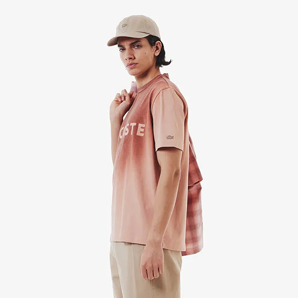 Áo Thun Nam Lacoste Stencil Brand Name Logo T-Shirt TH6370 - ZIH Màu Nâu Gạch Size 2