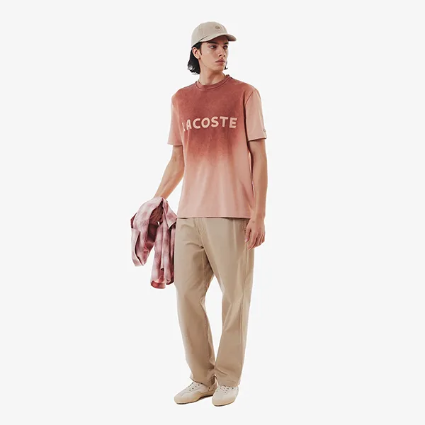 Áo Thun Nam Lacoste Stencil Brand Name Logo T-Shirt TH6370 - ZIH Màu Nâu Gạch Size 2