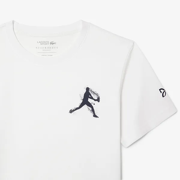 Áo Thun Nam Lacoste Tennis x Novak Djokovic TH1044 522 Tshirt Màu Trắng Size 3