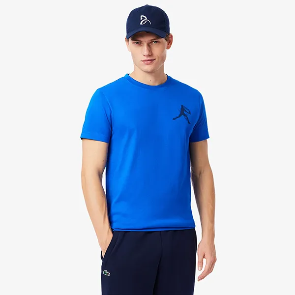 Áo Thun Nam Lacoste Tennis x Novak Djokovic TH1044 892 Tshirt Màu Xanh Blue Size 3