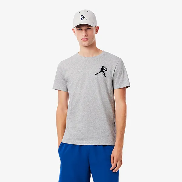 Áo Thun Nam Lacoste Tennis x Novak Djokovic TH1044 MNC Tshirt Màu Xám Size 3