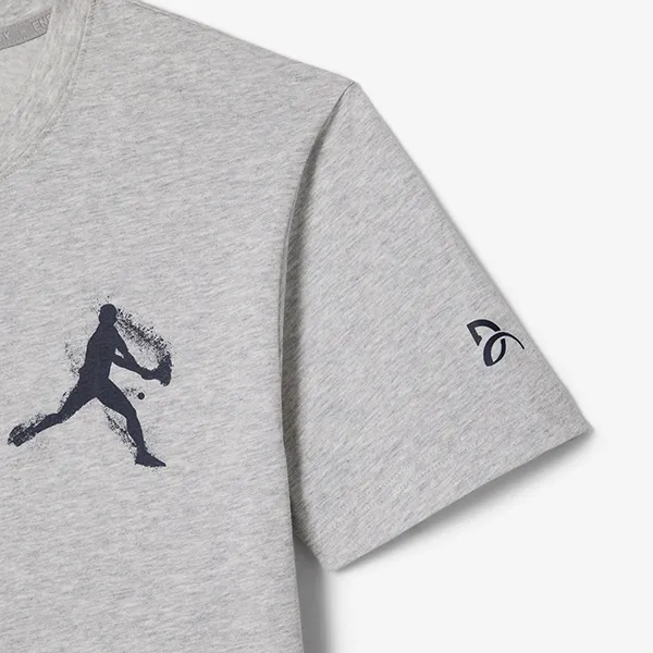 Áo Thun Nam Lacoste Tennis x Novak Djokovic TH1044 MNC Tshirt Màu Xám Size 3
