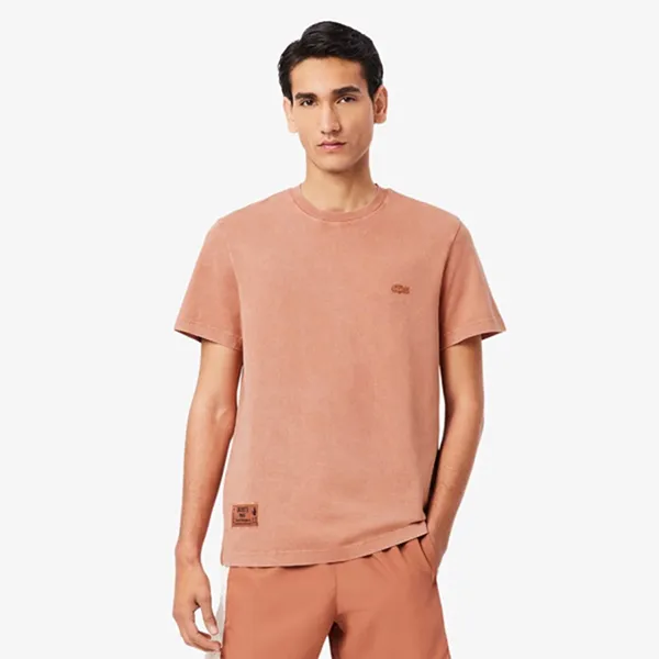 Áo Thun Nam Lacoste Washed Effect Heavy Jersey T-Shirt TH4178 - I1K Màu Nâu Cam Size 2