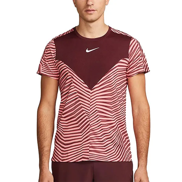 Áo Thun Nam Nike Court Dri-Fit Slam T-Shirt DV0702-681 Màu Đỏ Sọc Trắng Size S