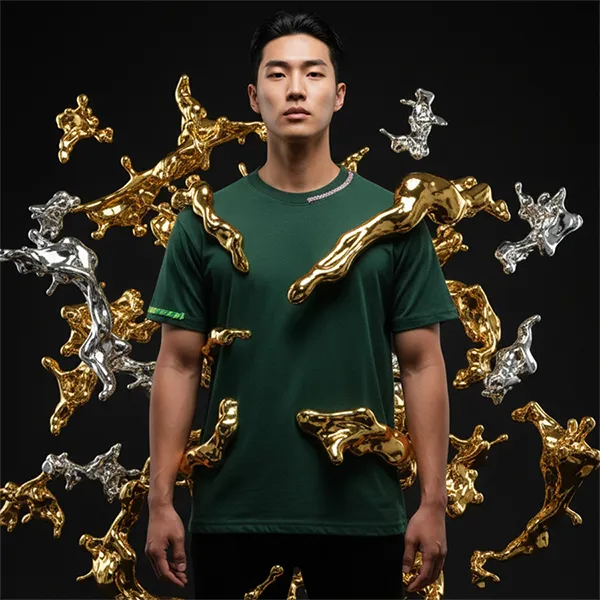 Áo Thun Nam Reason Green T-Shirt With Multiple Patterns F24-23 Màu Xanh Green Size XS
