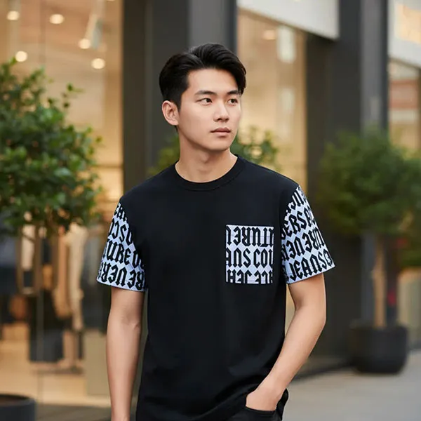 Áo Thun Nam Versace Jeans Couture Print T-shirt 77GAH6R1 JS359 QX0 Màu Đen Size XS