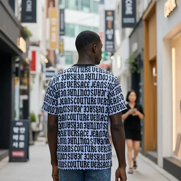 Áo Thun Nam Versace Jeans Couture Print T-shirt 77GAH6R1 JS359 QX0 Màu Đen Size XS