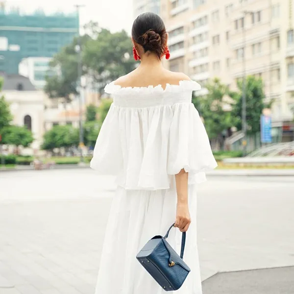 Áo Trễ Vai Nữ F2 Fashion & Freedom Linen AK597-T-S-0723 Màu Trắng Size S