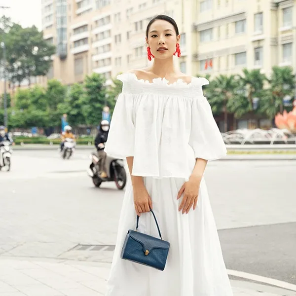 Áo Trễ Vai Nữ F2 Fashion & Freedom Linen AK597-T-S-0723 Màu Trắng Size S