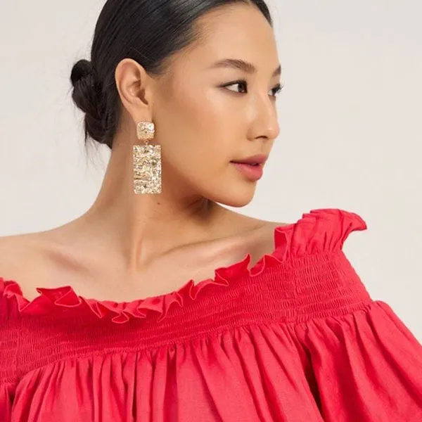 Áo Trễ Vai Nữ F2 Fashion & Freedom Women AK597-DH-S-0723 Màu Đỏ Hồng Size S