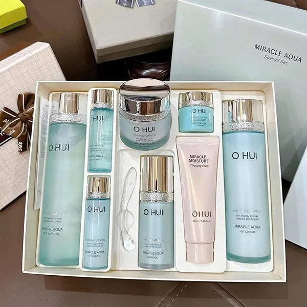 Bộ Dưỡng Da Ohui Xanh Cấp Nước Miracle Aqua Special Set 8 Món
