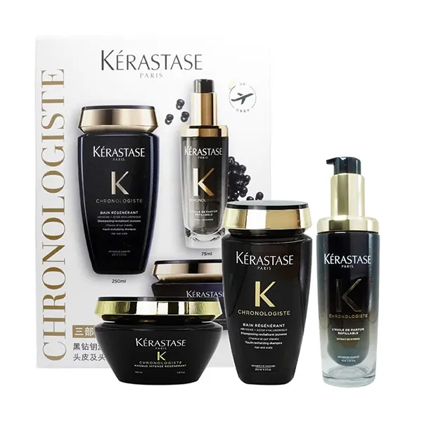 Bộ Sản Phẩm Chăm Sóc Tóc Kérastase Chronologiste Kit Bain Masque Huile 3 Món