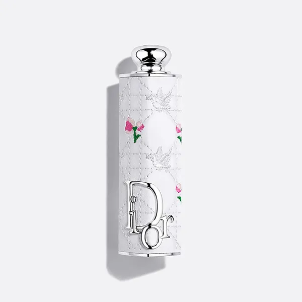 Combo Vỏ Son Dior Flowery Cannage + Lõi Son Dior Addict Glass Lipsticks 344 Pink Milly Màu Hồng Đào