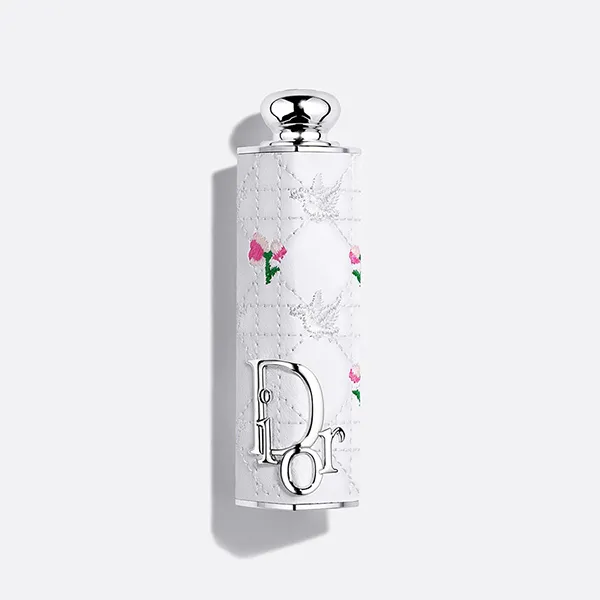 Combo Vỏ Son Dior Flowery Cannage + Lõi Son Dior Addict Glass Lipsticks 599 Adiorable Màu Hồng Cam