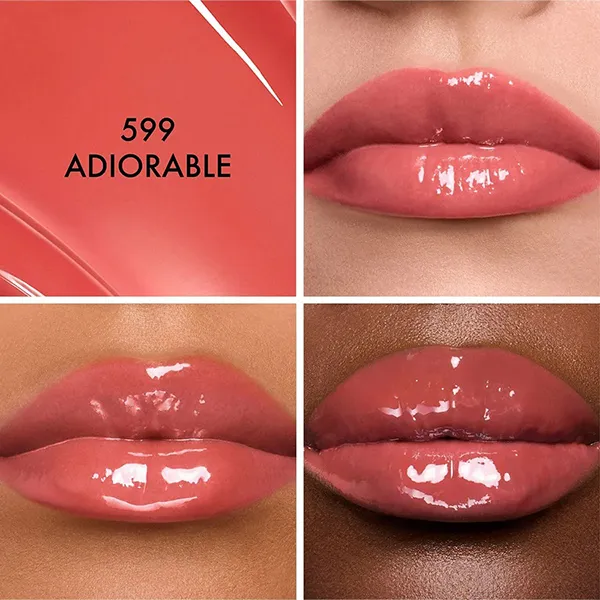 Combo Vỏ Son Dior Flowery Cannage + Lõi Son Dior Addict Glass Lipsticks 599 Adiorable Màu Hồng Cam