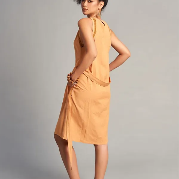 Đầm Nữ F2 Fashion & Freedom Women's Linen Dress In Orange-Brown Free Color D737-CN-S-0623 Màu Cam Nâu Size S