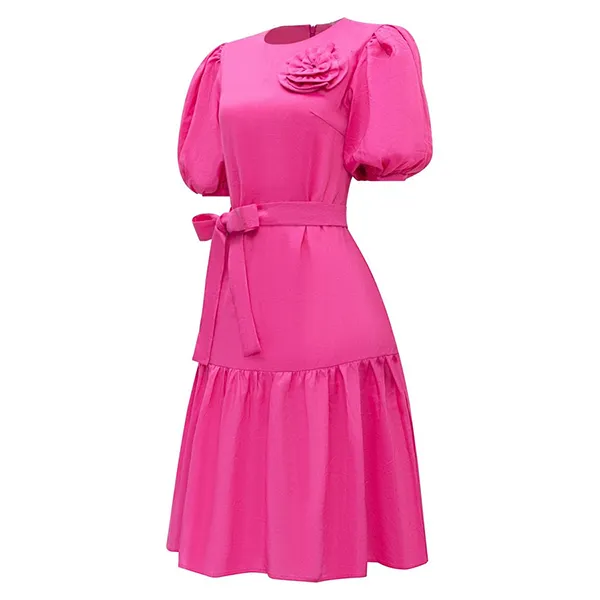 Đầm Nữ F2 Fashion & Freedom Women's Pink Linen Dress With Floral Embellishments D731-HS-S-0623 Màu Hồng Size S