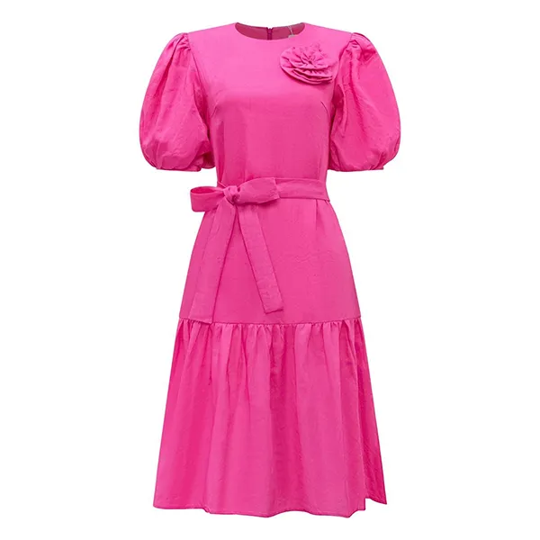 Đầm Nữ F2 Fashion & Freedom Women's Pink Linen Dress With Floral Embellishments D731-HS-S-0623 Màu Hồng Size S