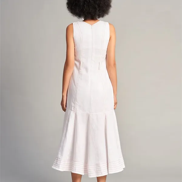 Đầm Nữ F2 Fashion & Freedom Women's White Linen Dress Free Color D734-T-S-0623 Màu Trắng Size S