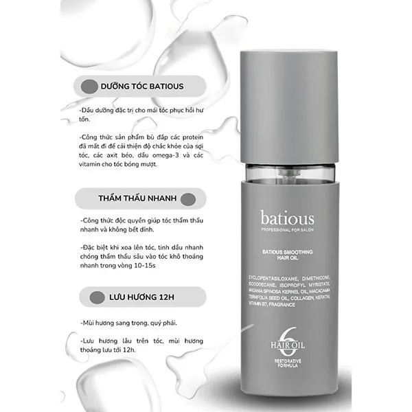 Dầu Dưỡng Tóc Batious Smoothing Hair Oil 60ml