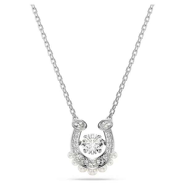 Dây Chuyền Nữ Swarovski Symbolica Pendant Crystal Pearl Round Cut Pavé Horse Shoe White Rhodium Plated 5736972 Màu Bạc Trắng