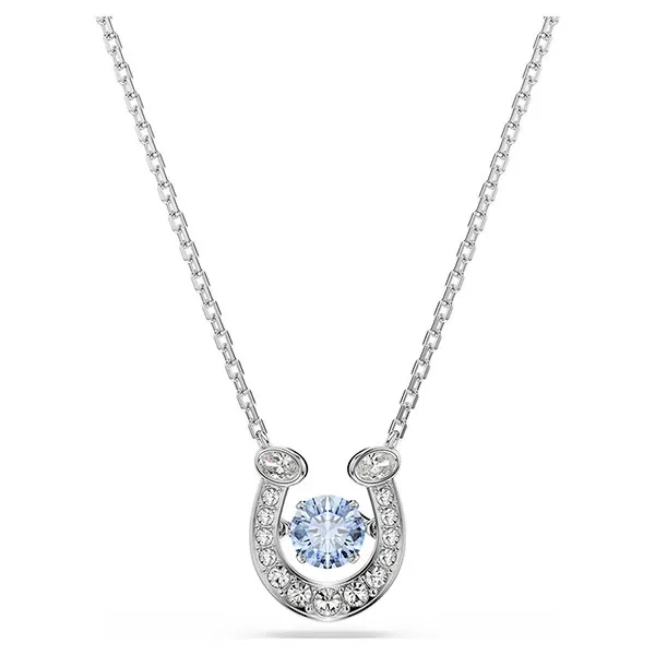 Dây Chuyền Nữ Swarovski Symbolica Pendant Round Cut Pavé Horse Shoe Blue Rhodium Plated Màu Bạc Xanh