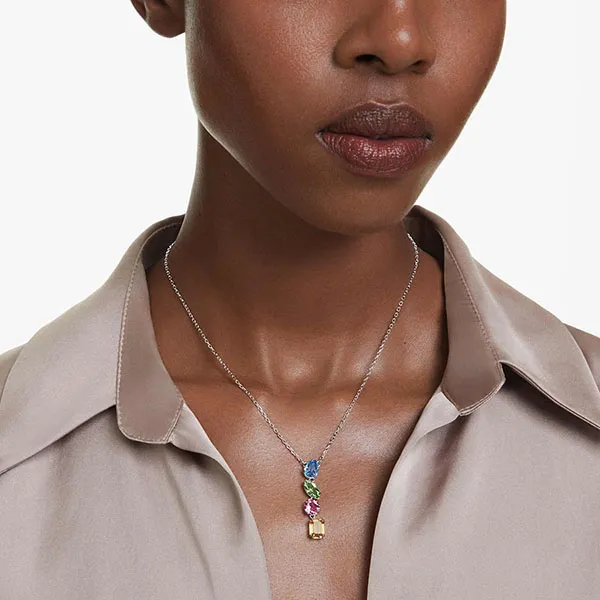 Dây Chuyền Nữ Swarovski Gema Y Pendant Mixed Cuts, Multicolored, Rhodium Plated 5692421 Phối Màu