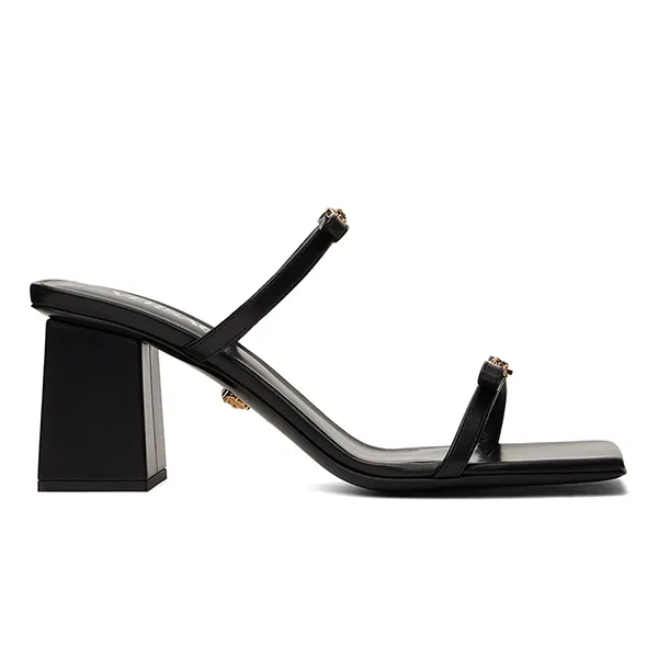 Dép Cao Gót Nữ Versace Gianni Ribbon Heeled Sandals Màu Đen Size 37