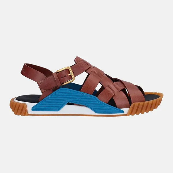 Dép Nam Dolce & Gabbana D&G Brown Cross Strap Sandals 11969956AK Màu Nâu Size 6