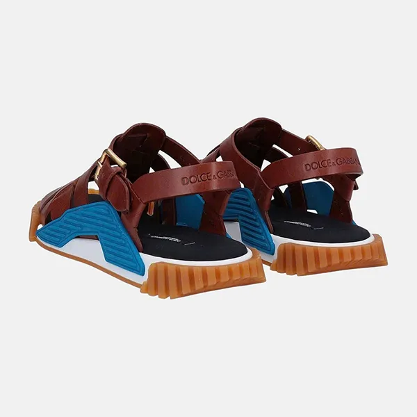 Dép Nam Dolce & Gabbana D&G Brown Cross Strap Sandals 11969956AK Màu Nâu Size 6