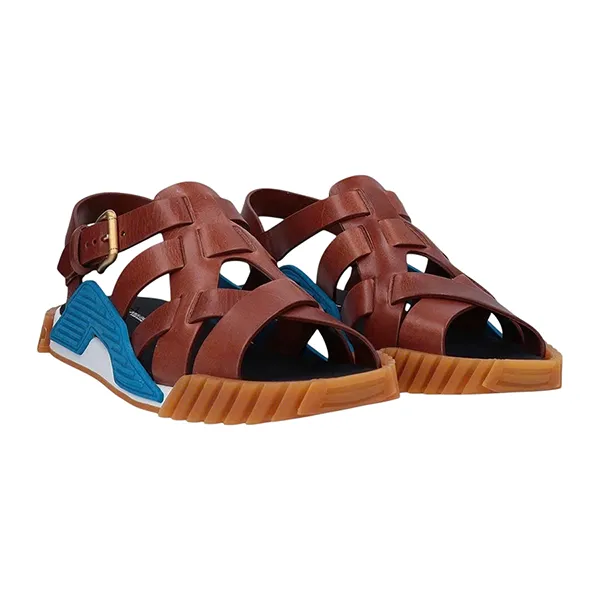 Dép Nam Dolce & Gabbana D&G Brown Cross Strap Sandals 11969956AK Màu Nâu Size 6
