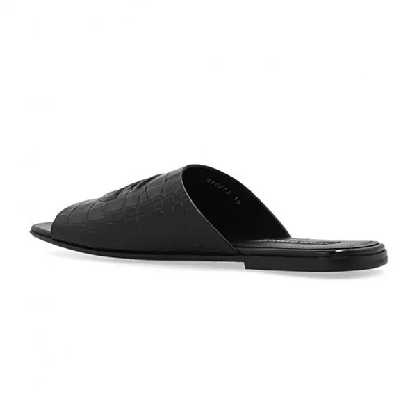 Dép Dolce & Gabbana D&G In Black Leather With A Crocodile Skin Effect A80272 AC606 80999 Màu Đen Size 40