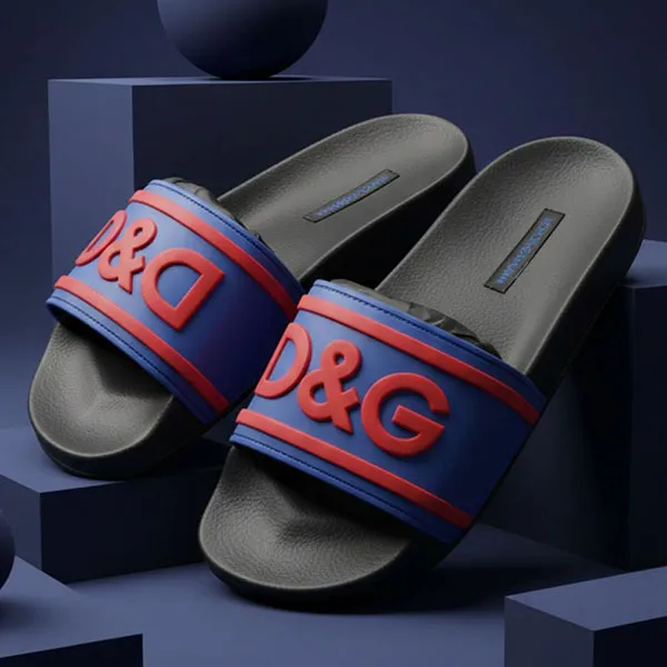 Dép Dolce & Gabbana D&G Slide CS1732B9L738P923 Màu Đen/Xanh Navy Size 39