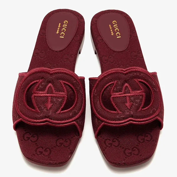 Dép Gucci Interlocking G Slide Sandals 7904479SF008549 Màu Đỏ Đô Size 36