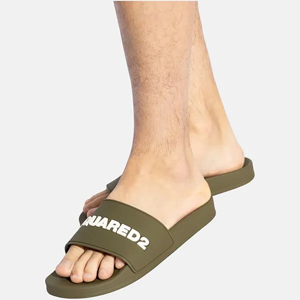 Dép Nam Dsquared2 Logo Slides FFM0023 17205013 8066 Màu Xanh Rêu Size 39