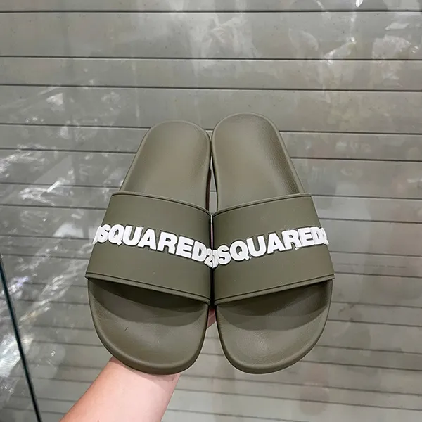 Dép Nam Dsquared2 Logo Slides FFM0023 17205013 8066 Màu Xanh Rêu Size 39