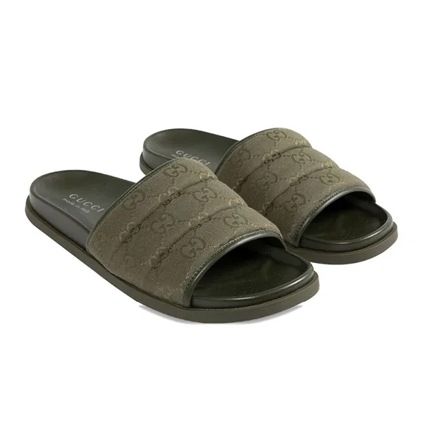 Dép Nam Gucci GG Pool Slides 838089FAD718746 Màu Xanh Rêu Size 39