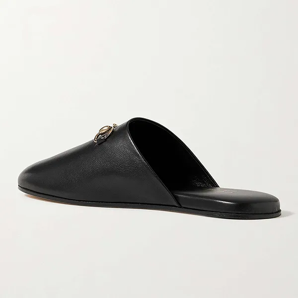 Dép Nam Gucci Horsebit Detailed Leather Slippers Màu Đen Size 39