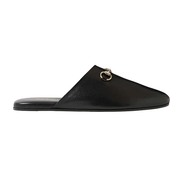 Dép Nam Gucci Horsebit Detailed Leather Slippers Màu Đen Size 39