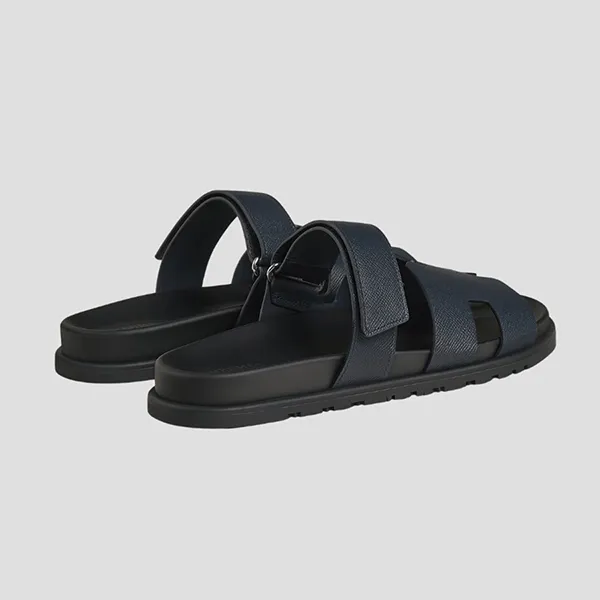 Dép Nam Hermès Chypre Sandal In Black Navy 2222857ZH 02509 Màu Xanh Navy Size 41