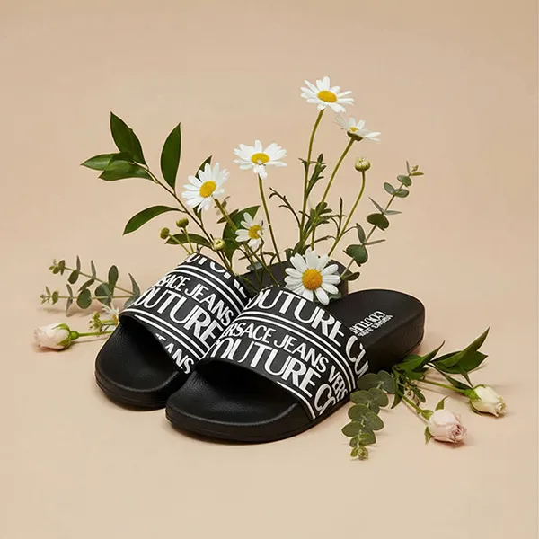 Dép Nam Versace Jeans Couture Logo Sliders E78YA3SQ1-E71352_E899 Màu Đen Size 39