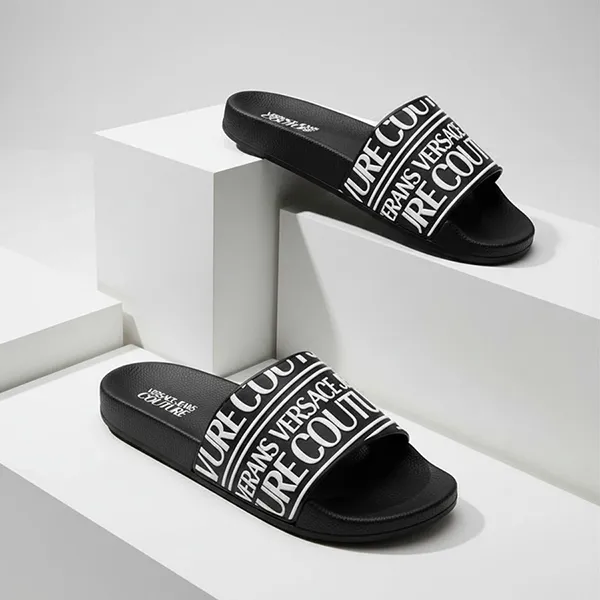Dép Nam Versace Jeans Couture Logo Sliders E78YA3SQ1-E71352_E899 Màu Đen Size 39