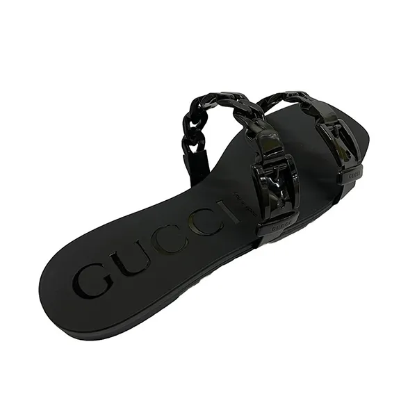 Dép Nữ Gucci Wanita High Quality GC Rubber Flat Hitam Màu Đen Size 35