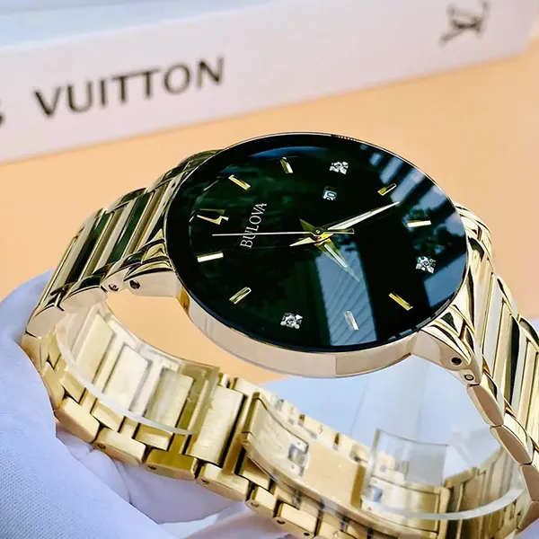 Đồng Hồ Nam Bulova 97D116 Diamond Black Dial Yellow Gold-tone Men's Watch Màu Vàng Gold